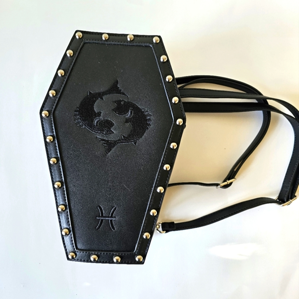 Coffin shaped purse, adjustable straps for backpack or shoulder